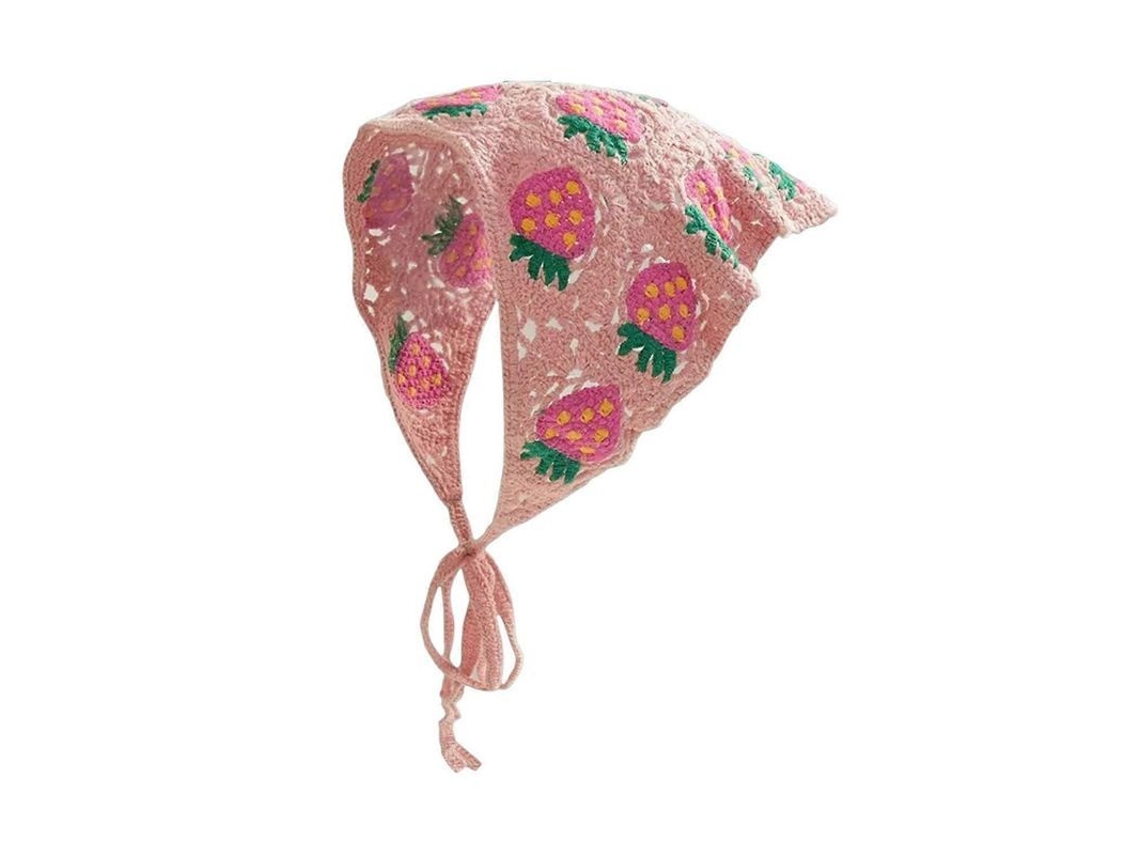 2026 bufanda de Cabeza Tejida Al Crochet Estilo Francés para Niñas Con Patrón de Flores Y Lazos Ajustables