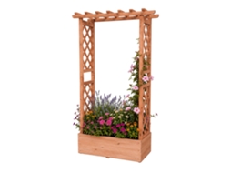 Vaso Grande De Madeira De Abeto Laranja Com Treliça E Cobertura Para Plantas Trepadeiras