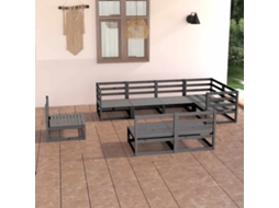 Vidaxl 8 Pcs Conjunto Lounge De Jardim Pinho Maciço Cinzento