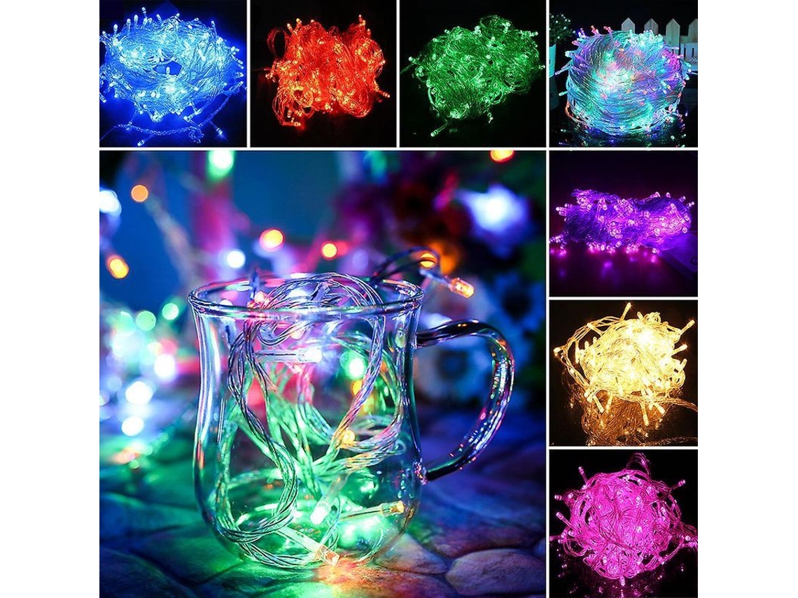 Luzes De Fio De Fada 2m 200 Lâmpadas Plugue Eu Warm White Cold White Colorido Jardim Casamento Natal 1 Color08