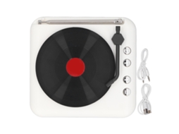 Mali caixa de Som Bt Vintage Mini Portátil Design Tocador de Vinil com Função Calmante Branco