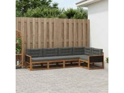 Vidaxl Conjunto De Sofás Para Exterior 5 Pcs Natural E Antracite