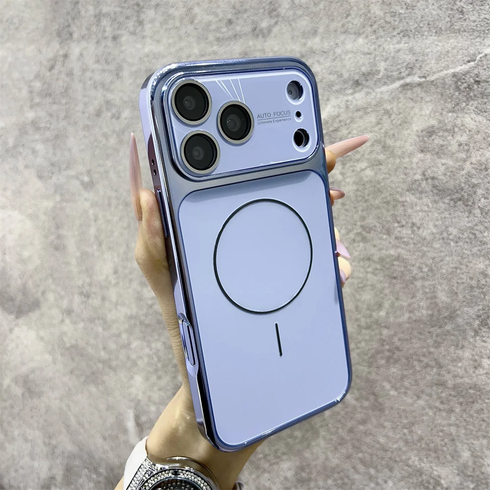 Capa Protetora Magnética Magsafe Para Câmera Do Iphone (iphone 15 Pro, Azul), Resistente A Impactos E Quedas.