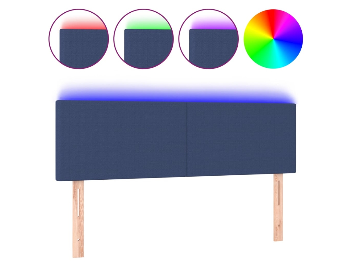 Cabeceira de Cama SFUSHOS com Luzes LED Tecido 144x5x78/88 cm Cor Creme