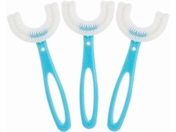 pacote Com 3 Escova De Dentes Infantil Em Formato De U Para Limpeza Completa limpeza Total Com Borrachas De Massagem