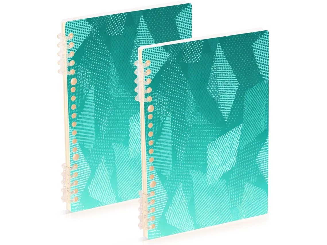 Conjunto de 2 Cadernos Composição Abstratos Azul petróleo, Tamanho A5, 21,1 X 14,5 Cm, Material Escolar Duráve