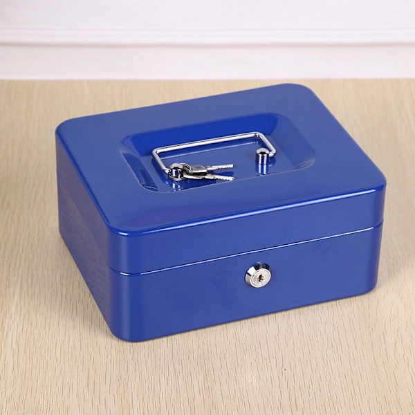 Gaveta de Dinheiro com Fechadura, Compartimento para Chave e Moedas, Azul BRILVIBERA