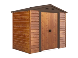 Casinha De Jardim, Abrigo Para Ferramentas, De Com Janela, Resistente, Com Aparência De Madeira, Aço, 152 X 235,7 X 208,7 Cm, Marrom