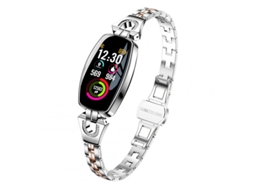 Smartwatch H8 Feminino Ip67 À Prova D'Água Monitor de Freqüência Cardíaca Bluetooth Fitness Femininos Prata