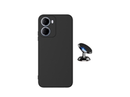 Kit Suporte Magnético Capa Proteção Silicone Gift4me Para Xiaomi Redmi 15a 5g - Preto