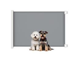Barreira de segurança extensível para cães, aço, 5,5x115x5,5x82,5 cm, cinza