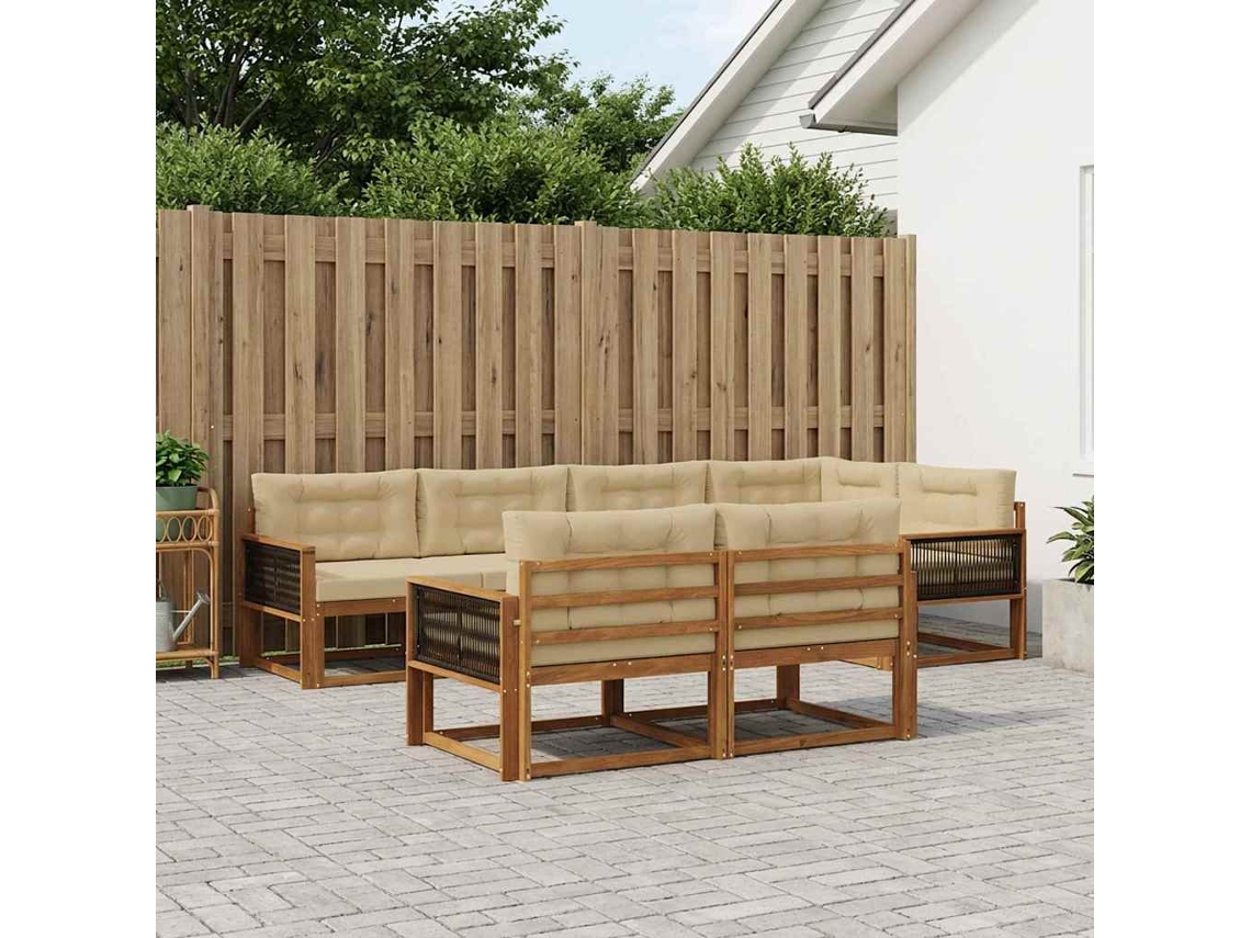 Vidaxl Conjunto De Sofás Para Exterior 7 Pcs Natural E Bege