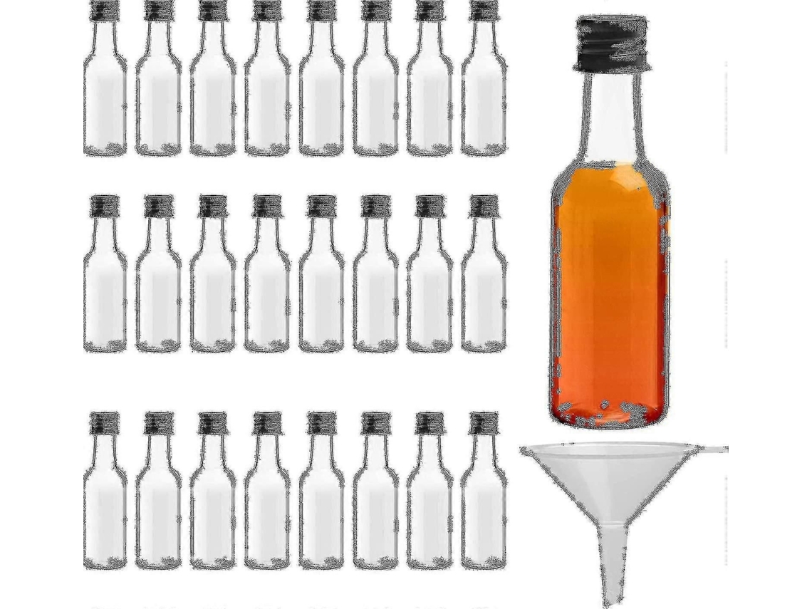 24 Mini Frascos Reutilizáveis De 50ml Com Tampas De Rosca E Funil