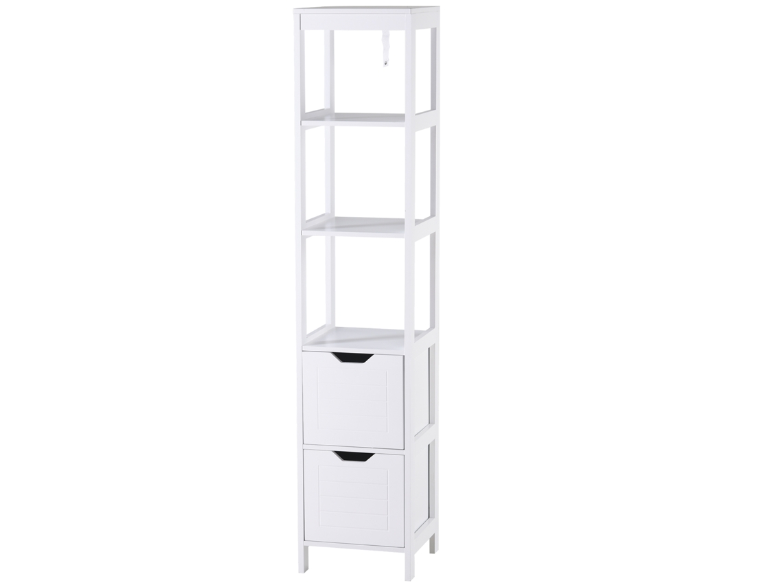 Alto Armário de Banheiro Placa de Mdf Cor Branco 30 cm x 30 cm x 144 cm Kleankin