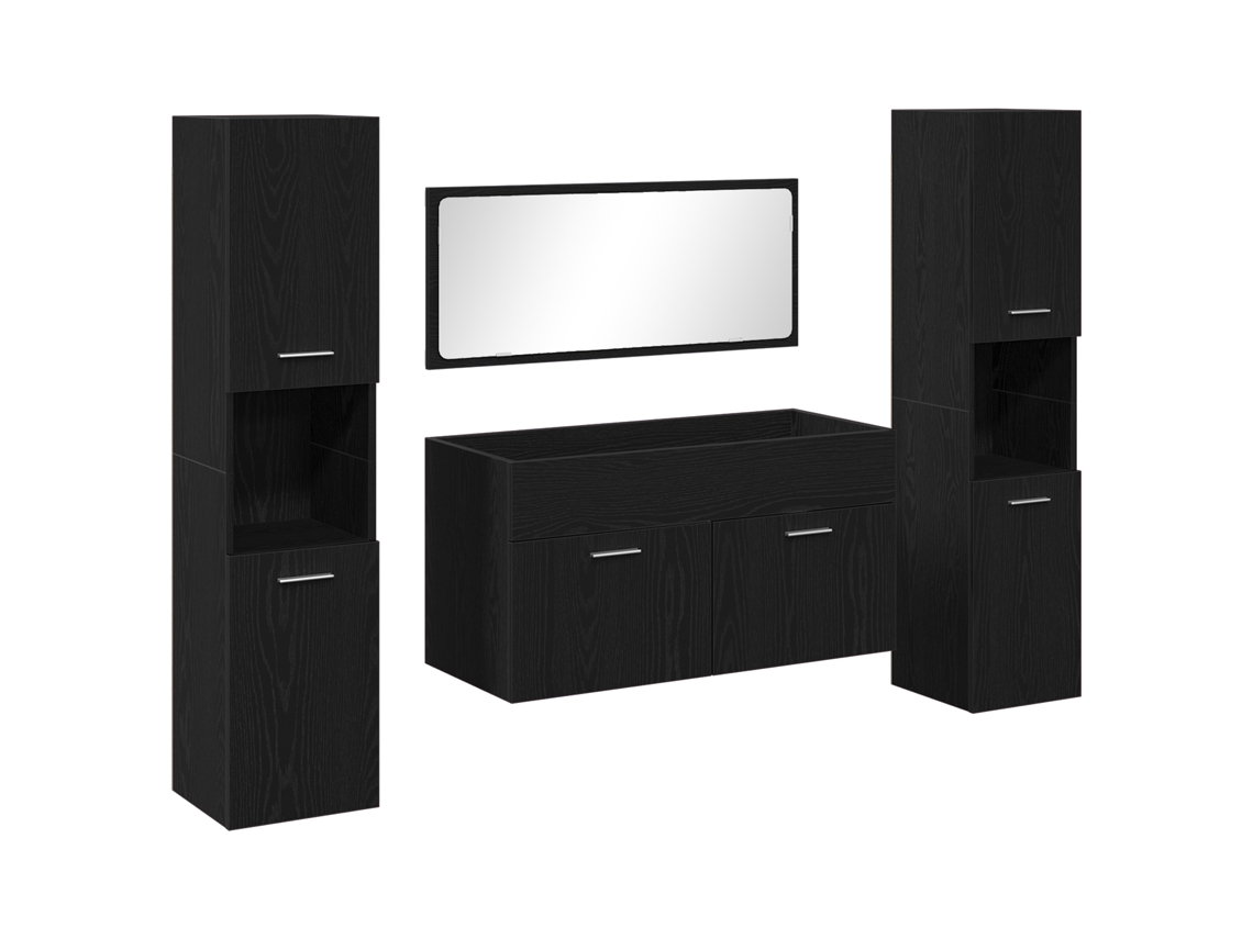 Conjunto 4 Conjunto De Banheiro Vidaxl Preto Derivados De Madeira (90 X 38,5 X 46 Cm)