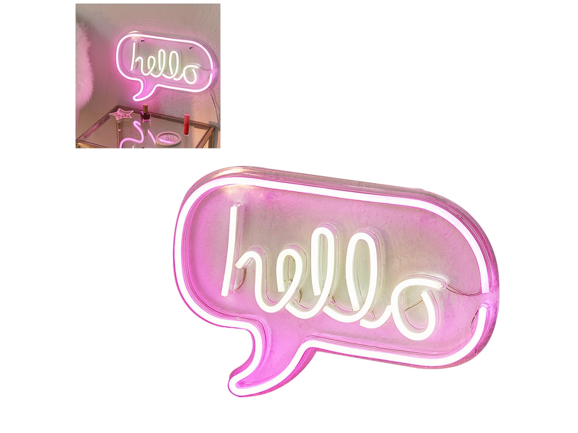 Luzes de néon LED Hello, painel decorativo, USB, para festa, Natal, casa, parede, jardim, branco quente | S/MARCA