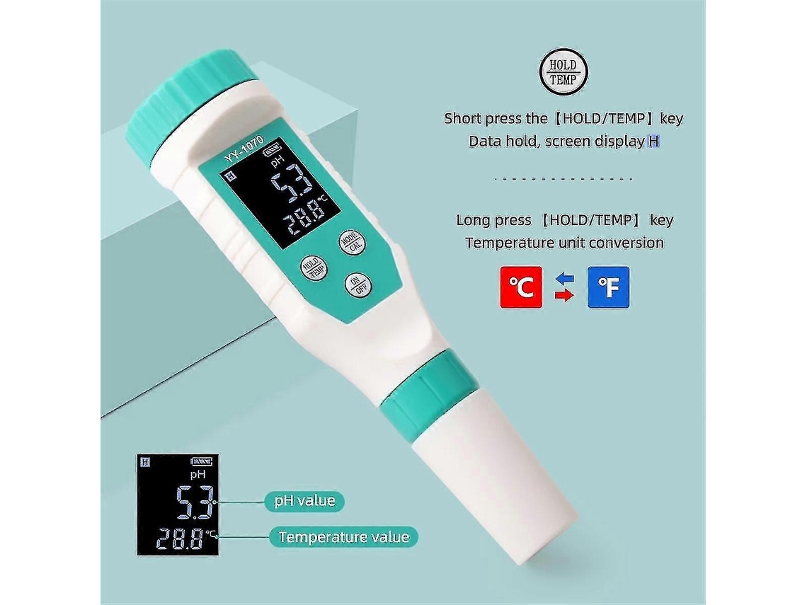 llcmedidor De Ph/cloro Livre/orp/ec/tds/sal/temperatura 7 Em 1 Para Piscinas, Testador De Salinidade Ip67 À Prova D'água