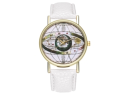 Relógio de Pulso de Quartzo com Pulseira de Couro Fashion para Homens e Mulheres (branco)