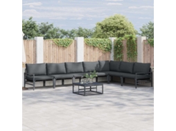 Vidaxl Conjunto De Sofá De Jardim 8 Unid. Preto Aço