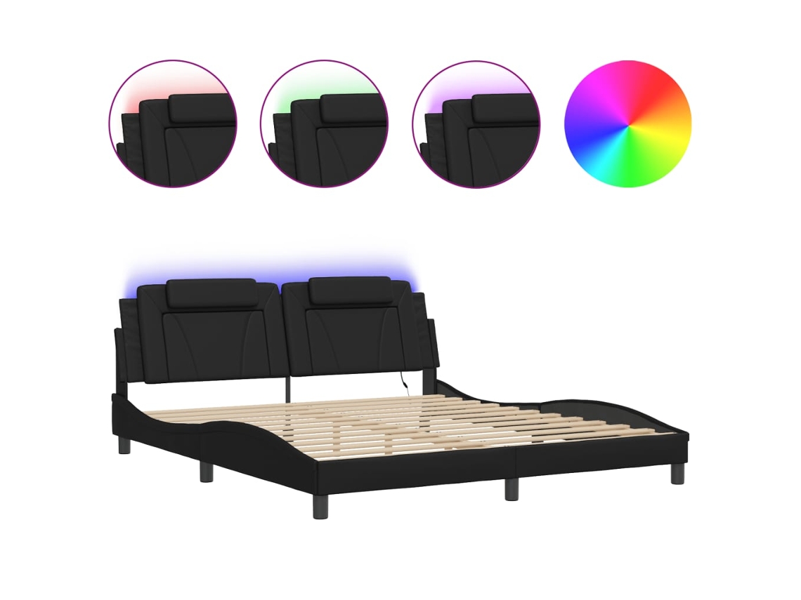 Estrutura de Cama Viana com Led Sem Colchão Preto 180x200 cm MAISON EXCLUSIVE