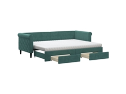 Sofá-cama com gavetão VIDAXL Verde Veludo (80x200 cm)