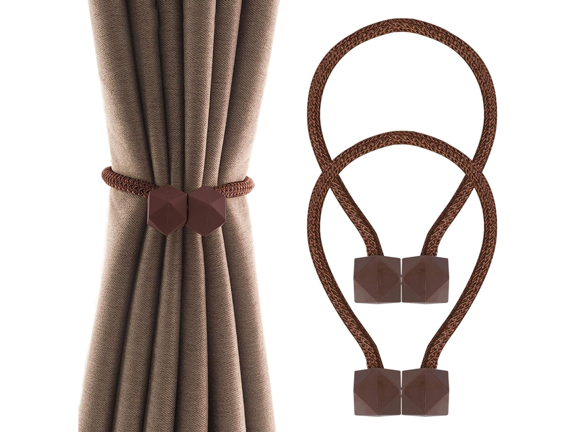 Conjunto De Cortinas Magnéticas , Modernas Com Fivelas E Acessórios Para Casa, Quarto, Escritório Café Aquaforge (1 Par)