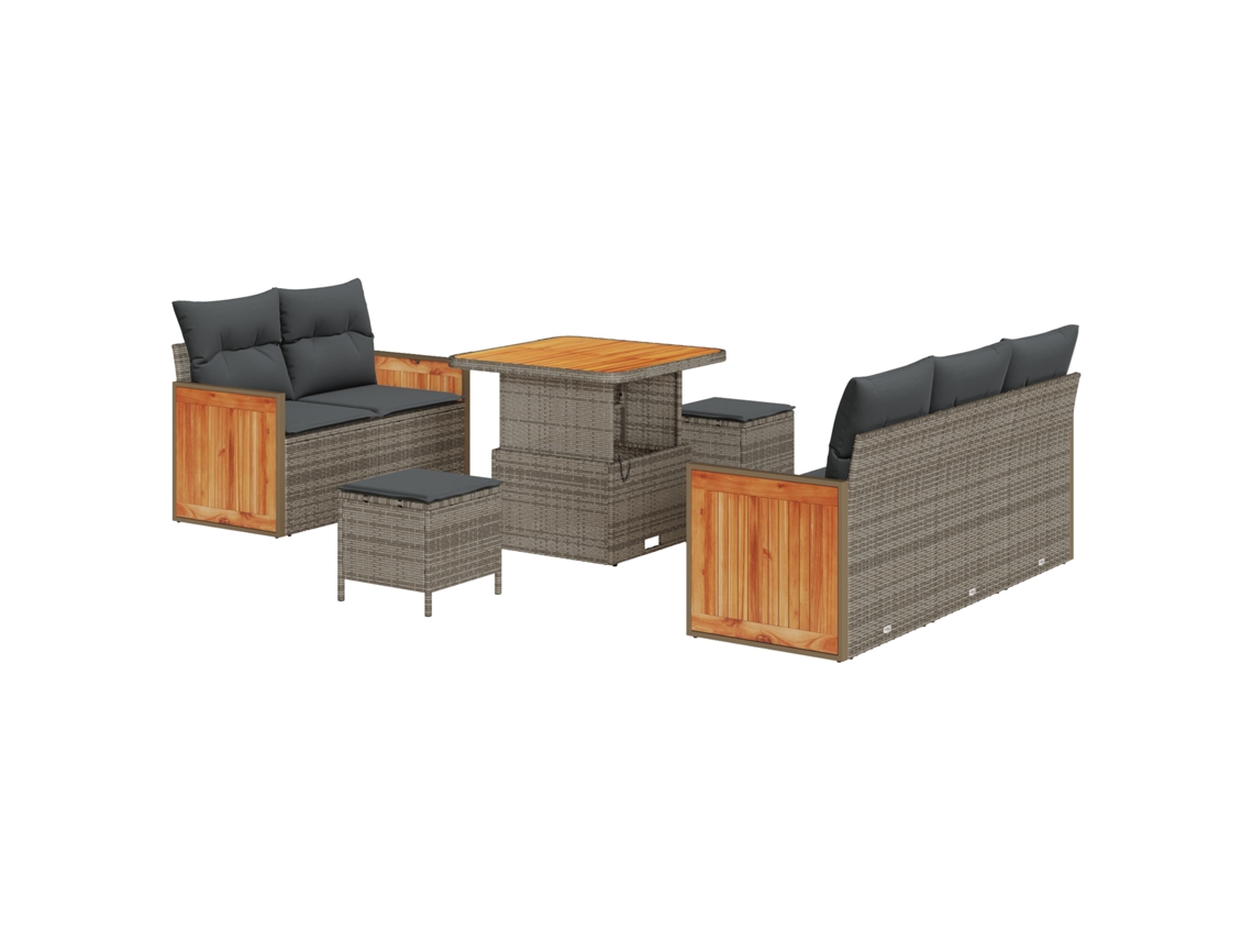 Conjunto 10 Conjunto De Sofá De Jardim Vidaxl Cinzento Vime Pe (179 X 173 X 85 Cm)