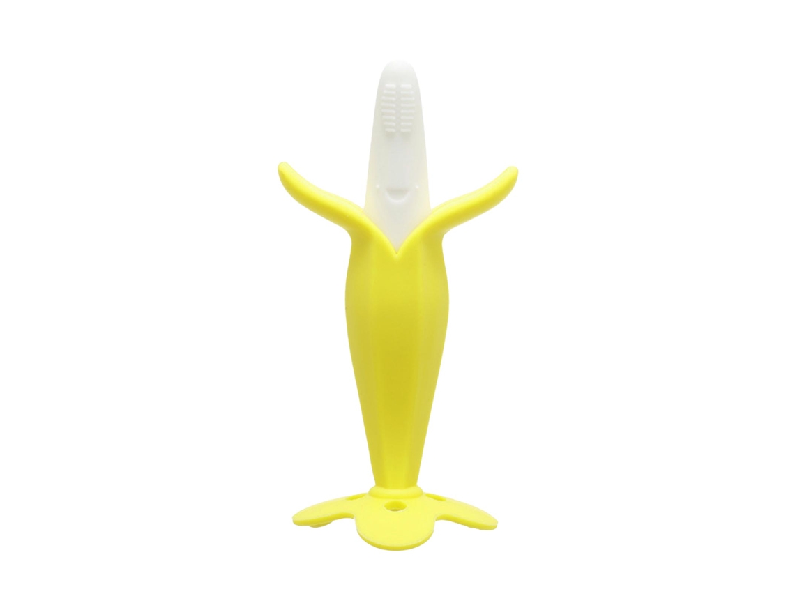 Primerox dentes de Banana 3d em Silicone Macio para Bebê, Alivia Dor de Dentes, Verde Branco