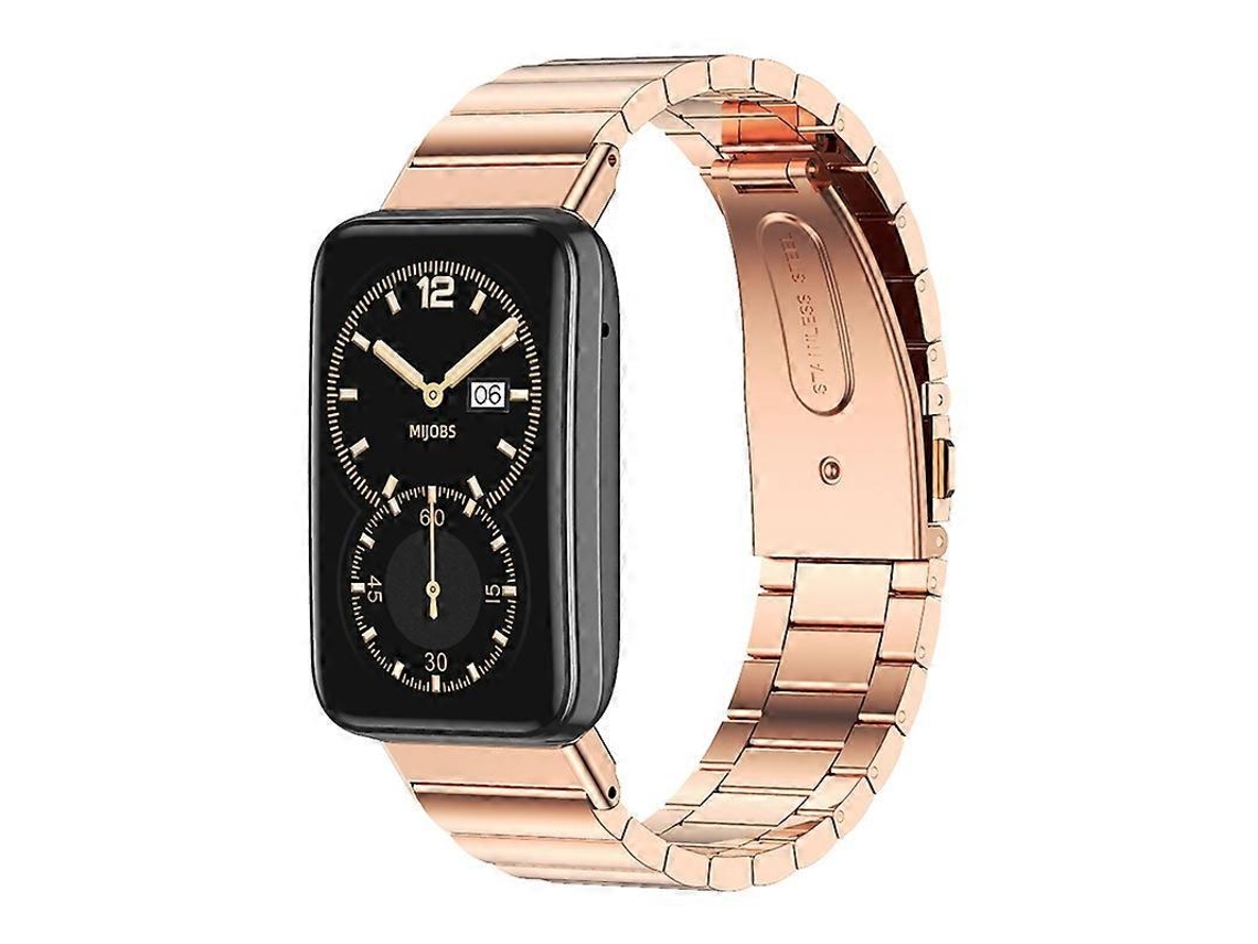 Pulseira De Metal De Aço Inoxidável Com Bambu Mijobs Para Xiaomi Mi Band 7 Pro