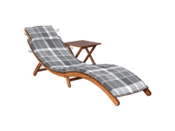 Vidaxl Espreguiçadeira De Jardim Com Mesa E Almofadão Acácia Maciça