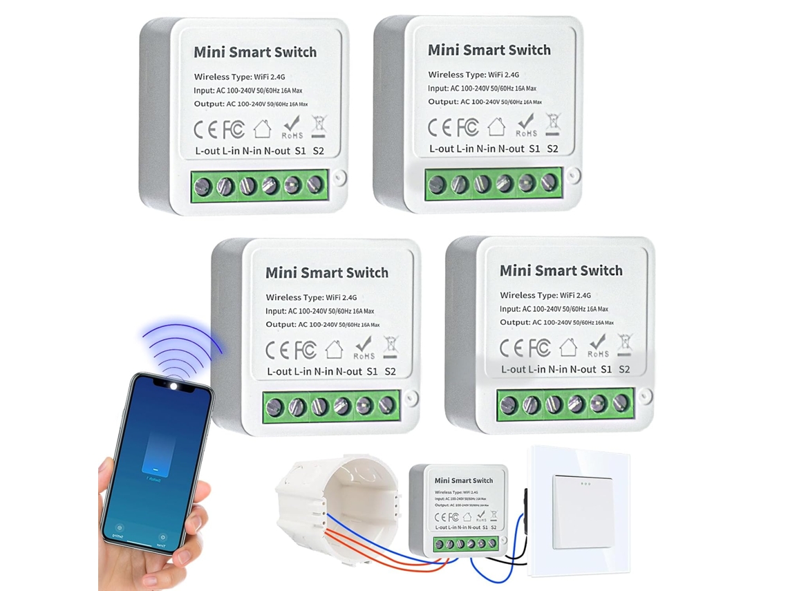 Módulos de interruptor inteligente Wi-Fi de 4 vias | Interruptor DIY compatível com aplicativo | Interruptor condutivo conectado