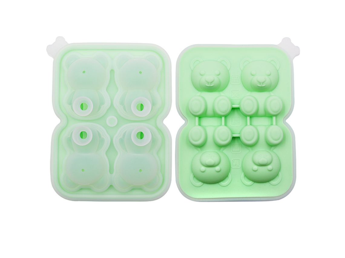 Forma De Gelo 3d Em Forma De Urso, Com Tampa, Ideal Para Cocktails E Whisky. Reutilizável E Própria Para Alimentos. Verde Hexinyigjly