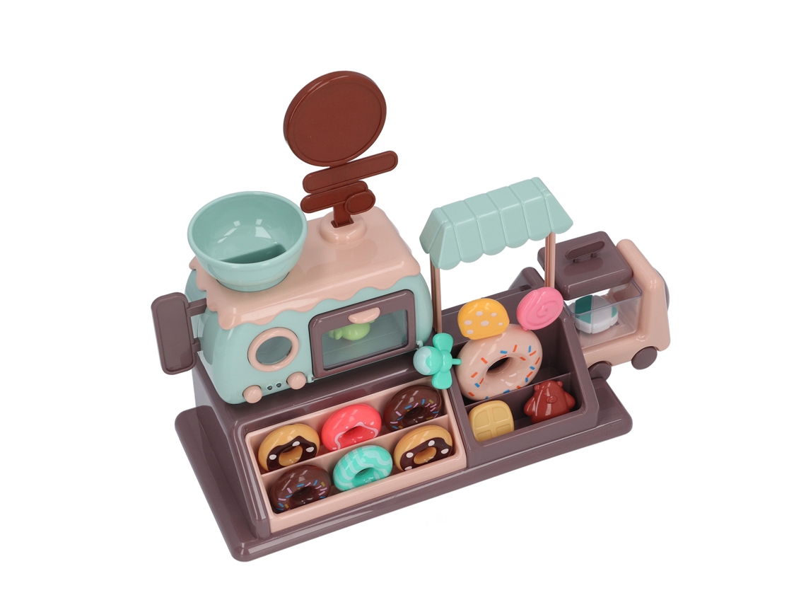 Primerox conjunto de Brinquedo Loja de Donuts com Forno Micro ondas Luz Som Doces Falsos para Crianças