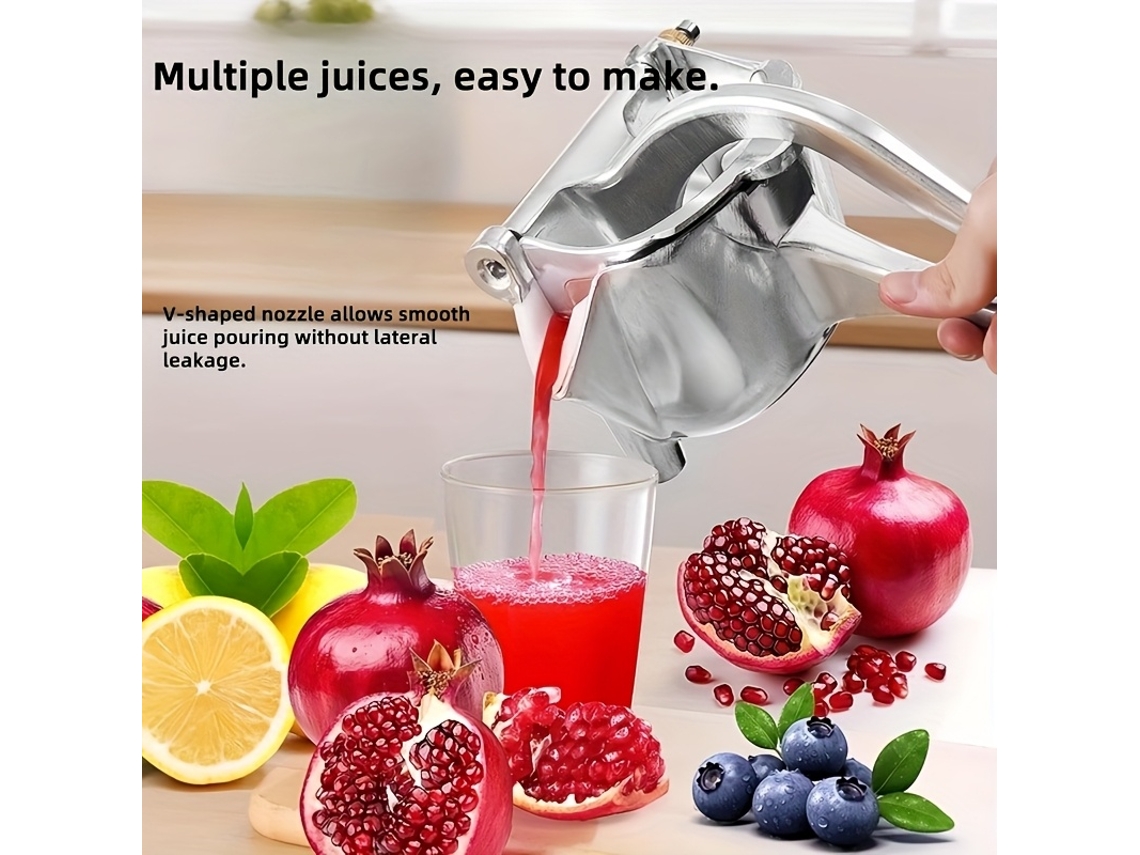Espremedor De Frutas E Limão Manual Com Base Antiderrapante, Espremedor De Frutas Em Liga Alumínio Prateado, 1 Unidade