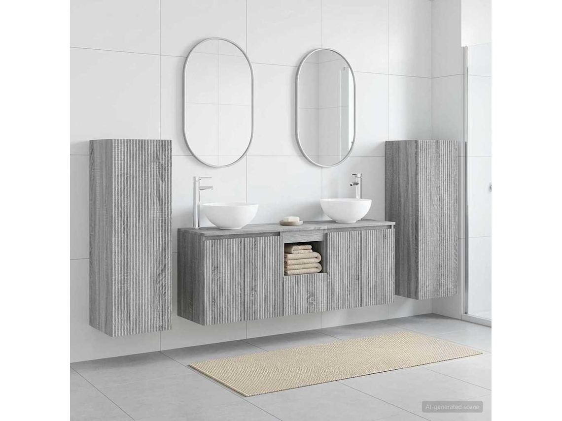 Vidaxl Conjunto De Móveis Para Banheiro 5 Unid. Sonoma Cinzento