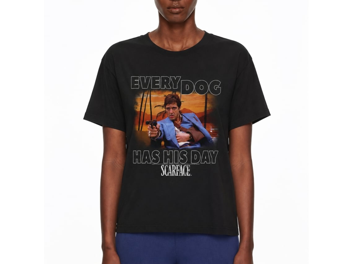 Rockinstone Scarface Movie Every Dog Black Adult T-shirt Size:s