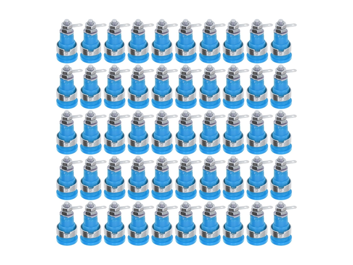 50 Peças Conector Banana 4mm Acessórios De Teste Elétrico Azul Durável