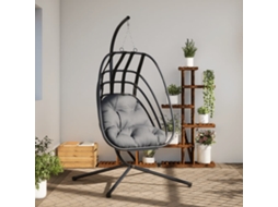 Vidaxl Cadeira Suspensa Egg Com Suporte Em Aço Antracite