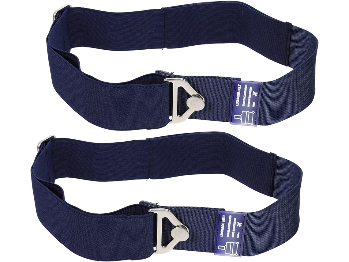 Conjunto De 2 Cintas Elásticas Para Bagagem Tehaux, Tamanho P, Azul Marinho, Fivela De Metal Ajustável, Cinto De