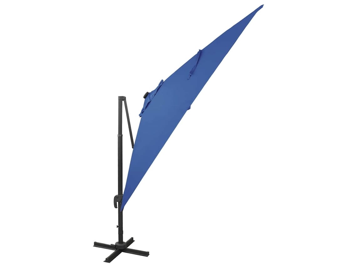 Guarda-sol Jardim Cantilever com Poste e Luzes Led 300 Cm Azul Ciano MAISON EXCLUSIVE