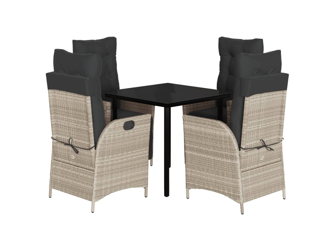 Conjunto de 5 Jantar para Jardim com Almofadões Cinzento Claro MAISON EXCLUSIVE