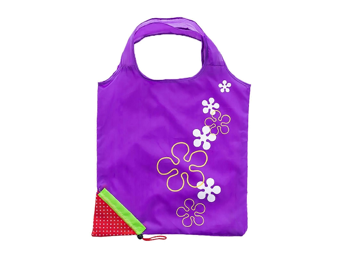 Sacola de Compras Dobrável, Reutilizável e Impermeável com Estampa de Morango. GOKOCO
