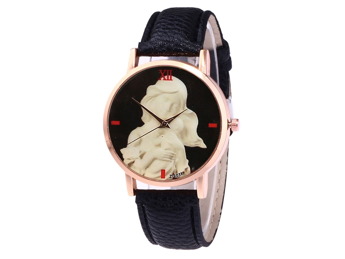 Reloj Unisex Niños Niñas Cuero Pu Casual De Moda Correa De Cuero Negro