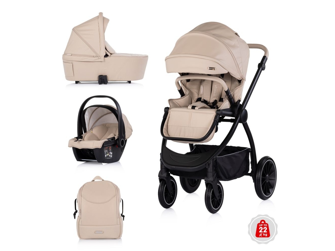 Prestige Carrinho De Bebé Trio Até 22 Kg Com Alcofa Rígida De Chipolino - Latte