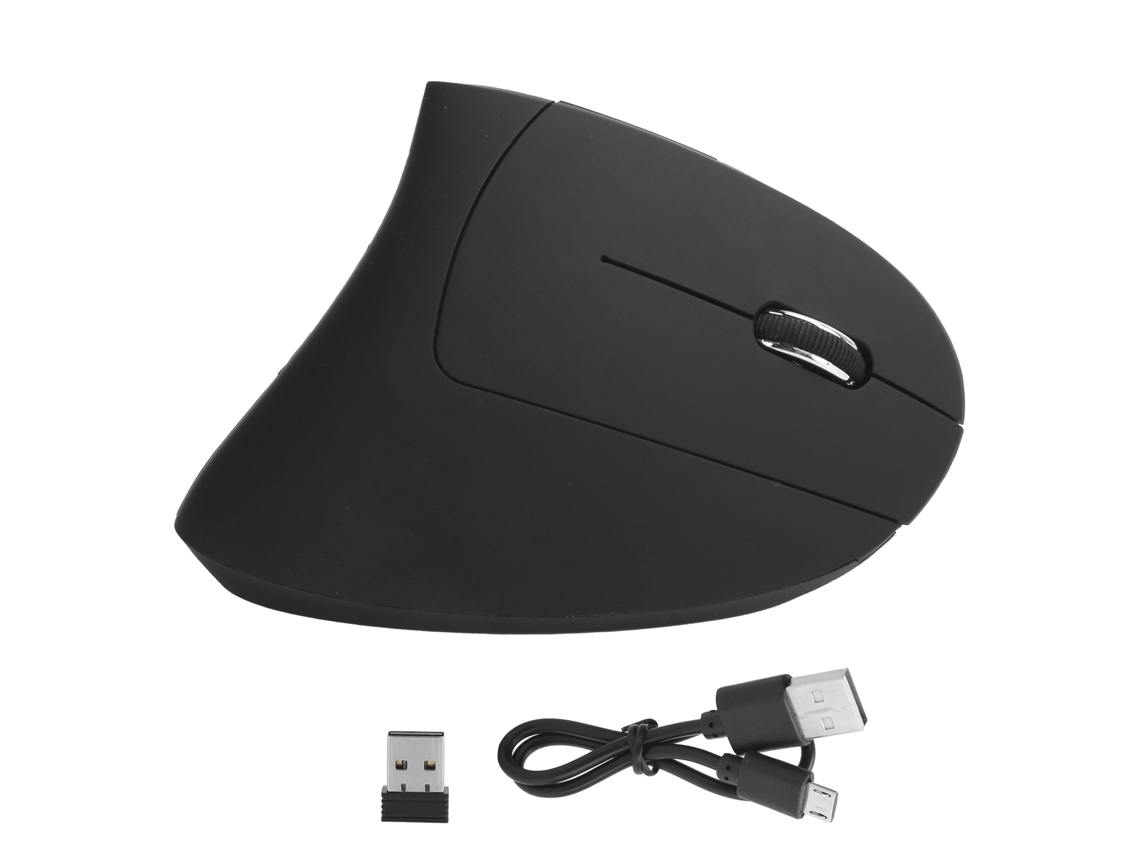 Mouse vertical sem fio óptico ergonômico destro 5ª geração gaming carregável 1600 DPI | S/MARCA