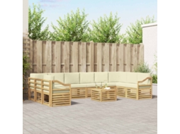 Vidaxl Conjunto De Sofás Para Exterior 11 Unid. Branco E Creme