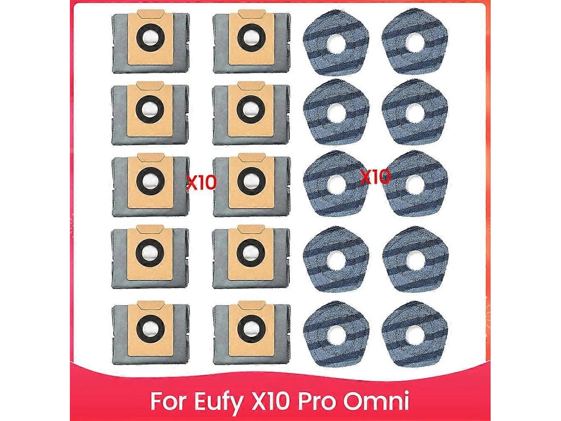 Acessórios Para Aspirador De Pó Robô Eufy X10 Pro Omni, Kit De Peças De Reposição Com Panos De Limpeza E Sacos Para Aspirador.