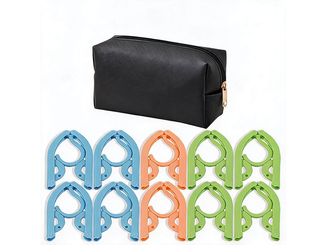 Conjunto Cabides Eifson Dobráveis Viagem 10 Cabides + Bolsa (preto)