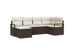 Conjunto 6 Assentos Exteriores Vidaxl Castanho Vime Pe (232 X 122 X 85 Cm)