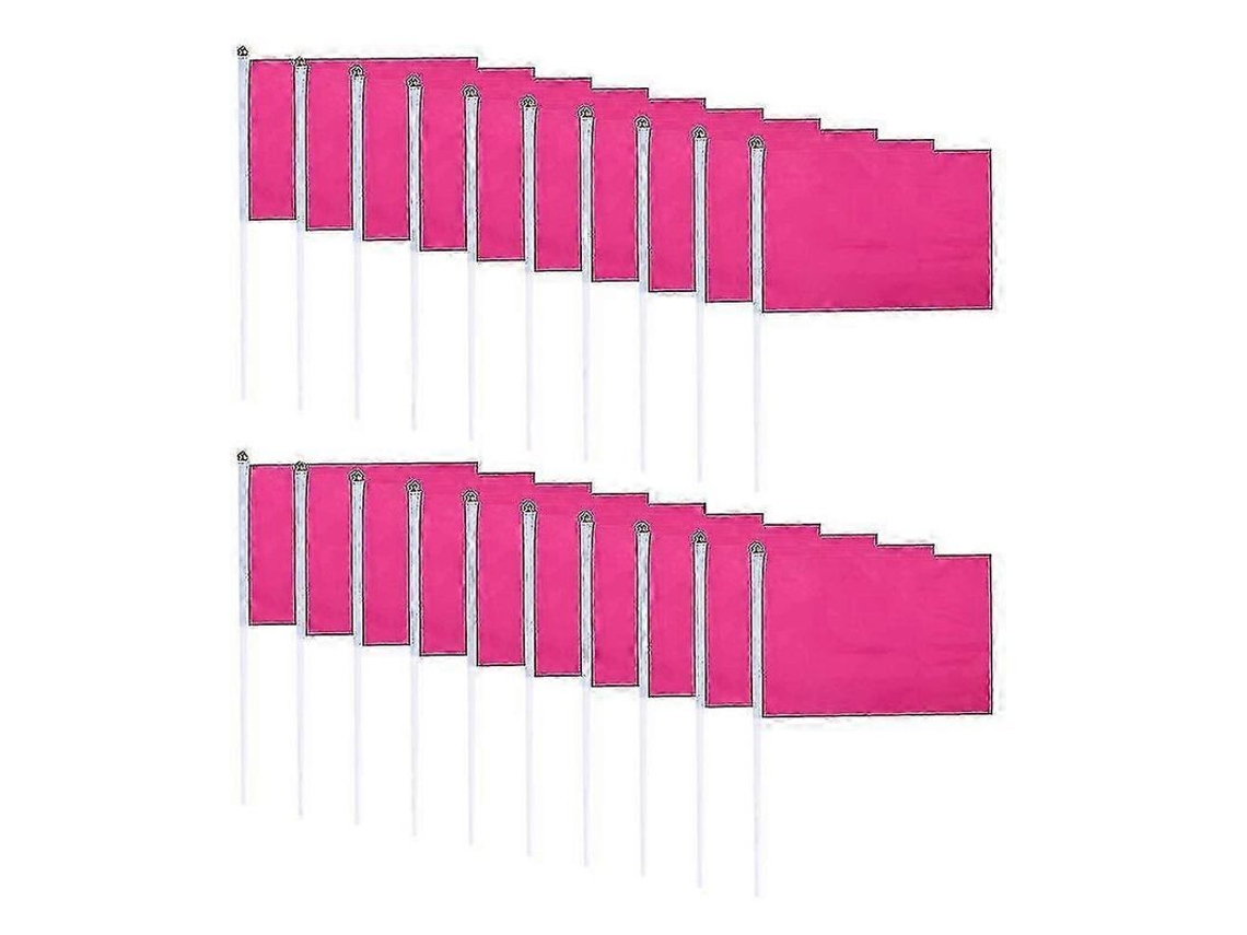 100 Bandeiras Mínimas De Mão De Cor Solida Em Poliéster Para Festas E Celebrações (vermelho) Rosy